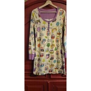 Hatley Womens Size Small Owl Pajamas Purple Hoos Sleepy Pj's Sleep READ EUC
